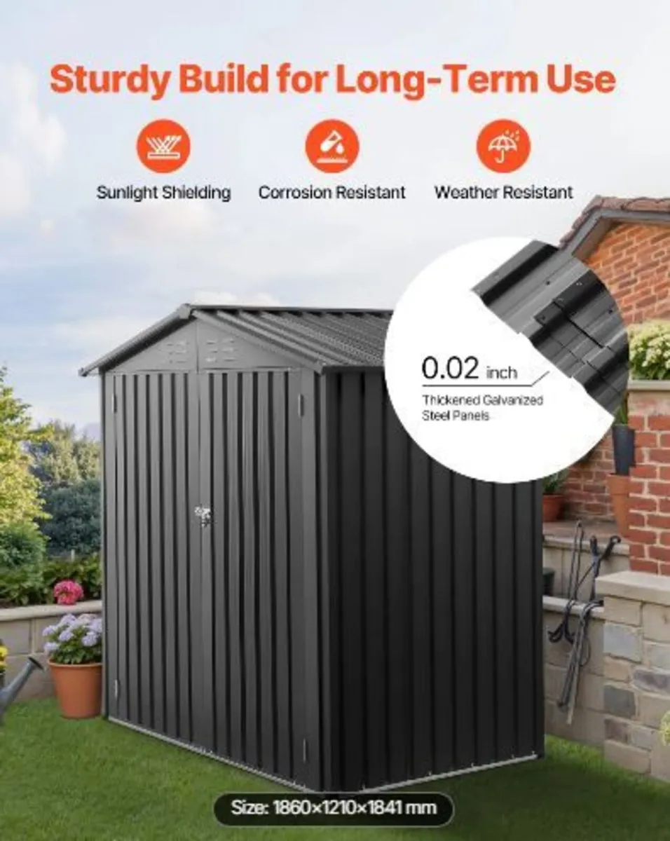 1860 x 1210 x 1841 mm Metal Garden Shed - Image 2