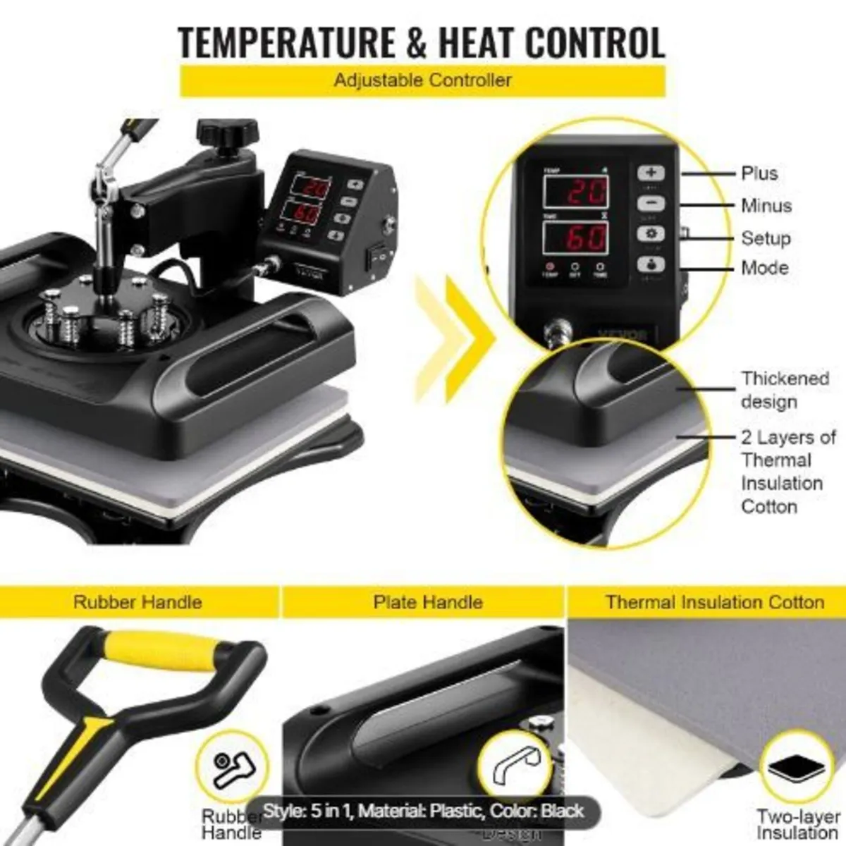 Heat Press Machine 12 x 15 Inch 5 In 1 Shirt Prin - Image 3