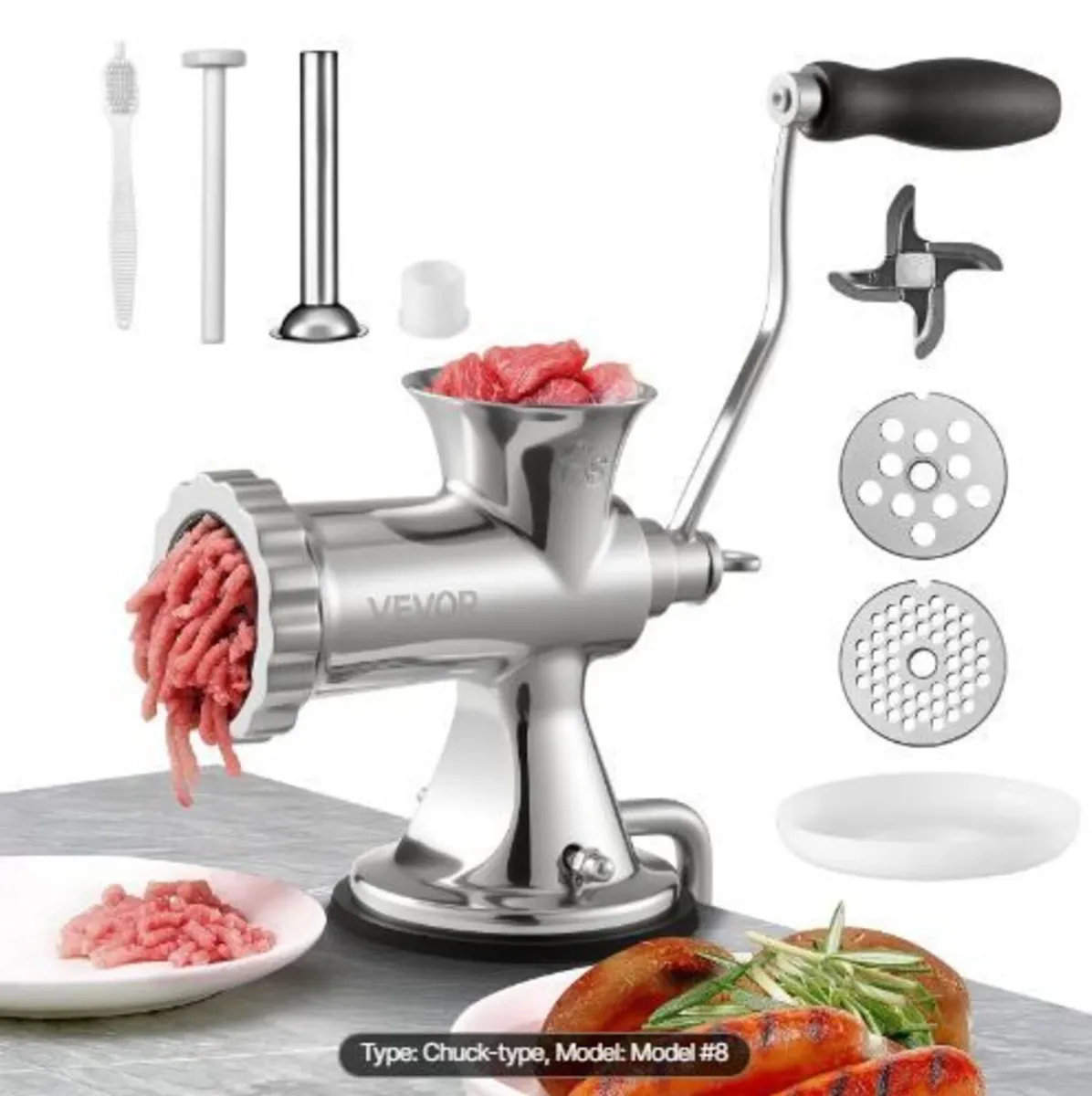 Manual Meat Grinder, 304 Stainless Steel - Image 1