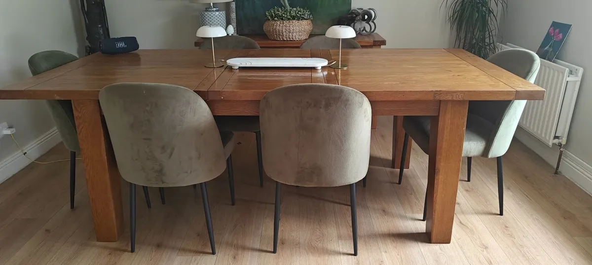 Moss green velvet dining chairs - Image 1