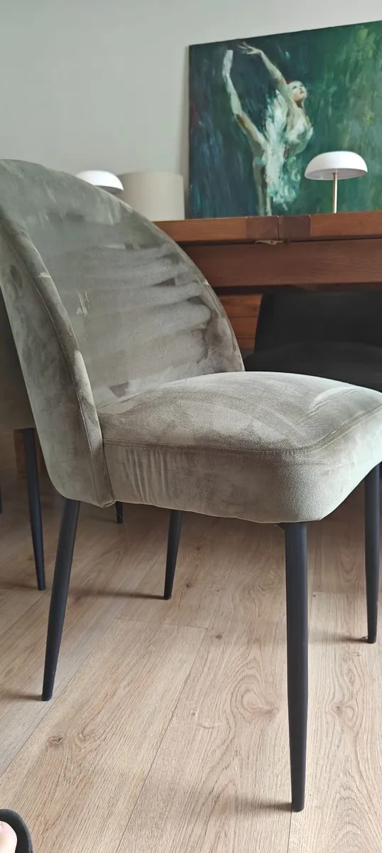 Moss green velvet dining chairs - Image 2