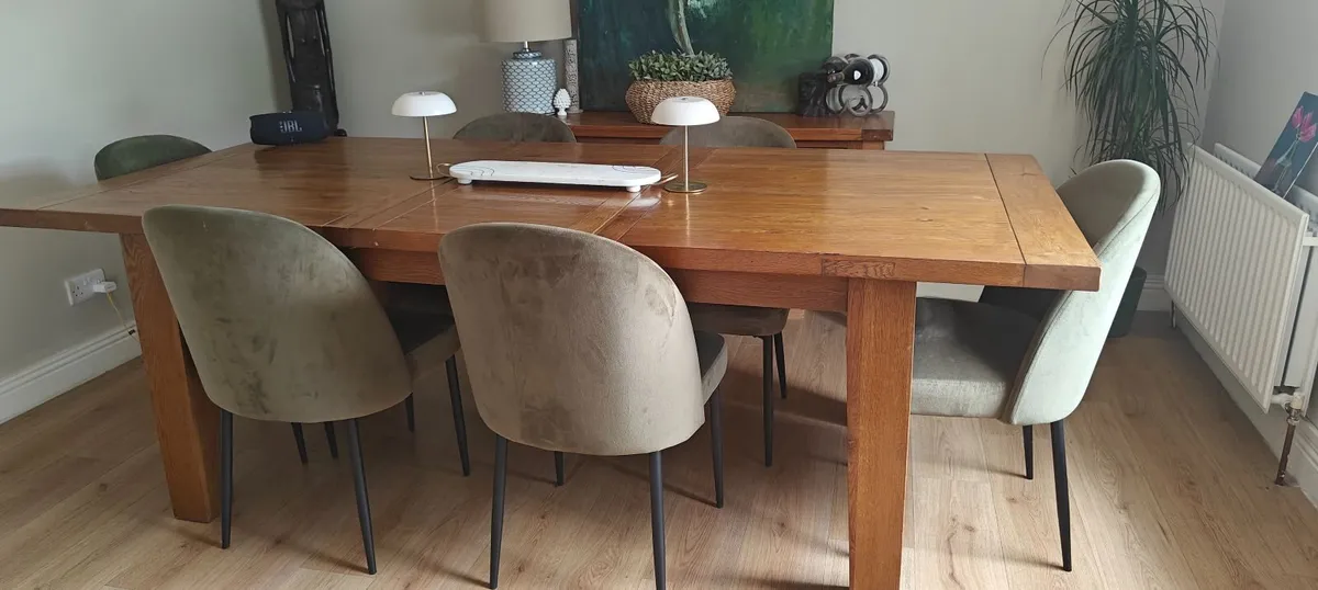 Moss green velvet dining chairs - Image 4