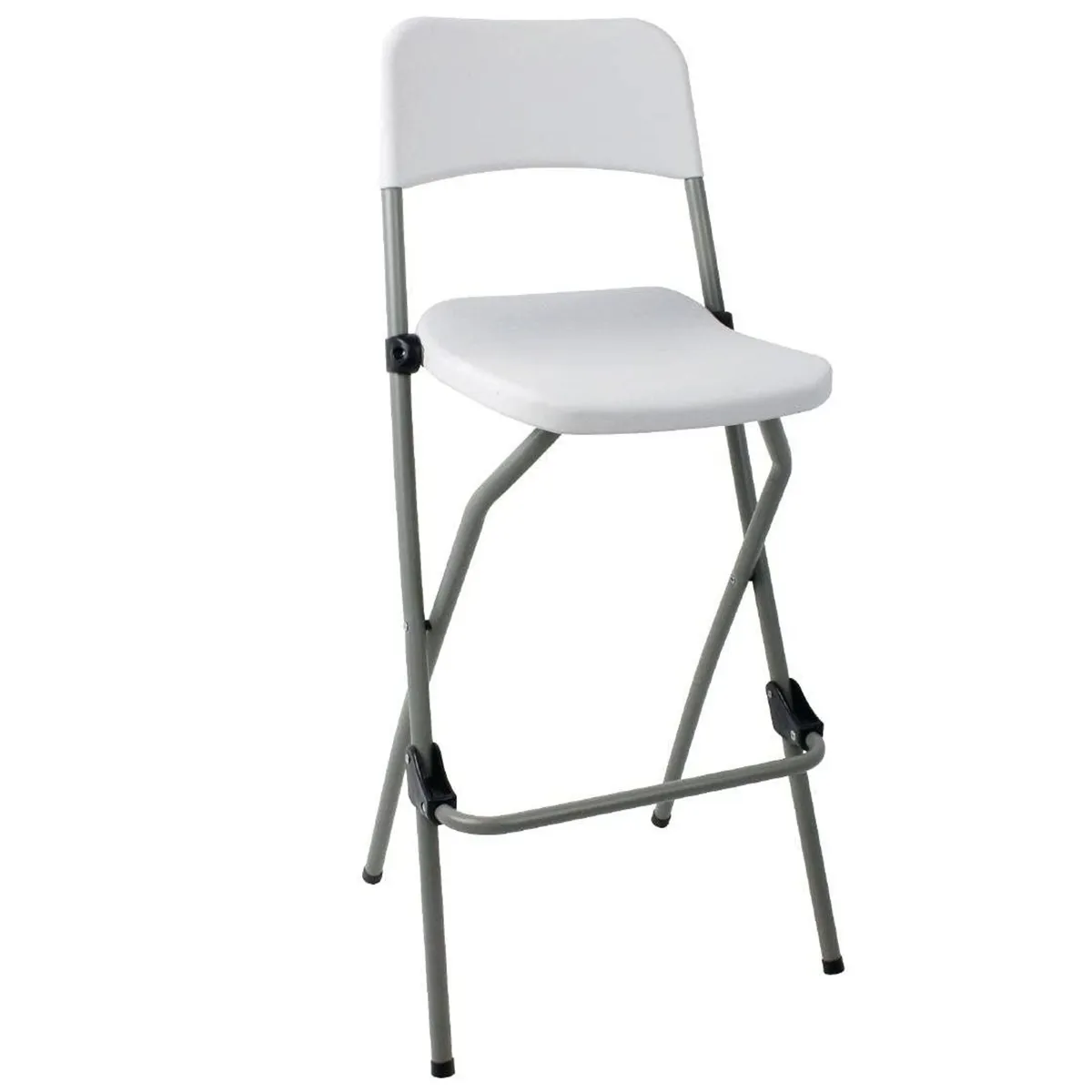 Folding High Stool Steel Frame Plastic Seat - Image 1
