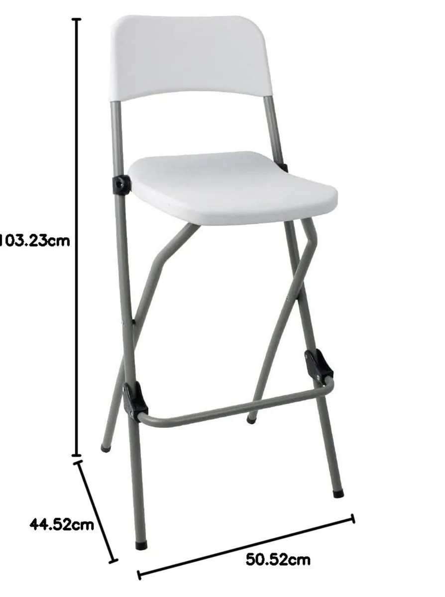 Folding High Stool Steel Frame Plastic Seat - Image 2