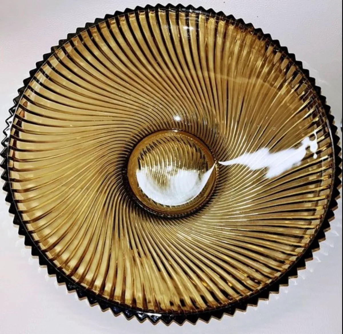 Vintage Veropa Floride Smoked Glass Fruit Bowl - Image 1