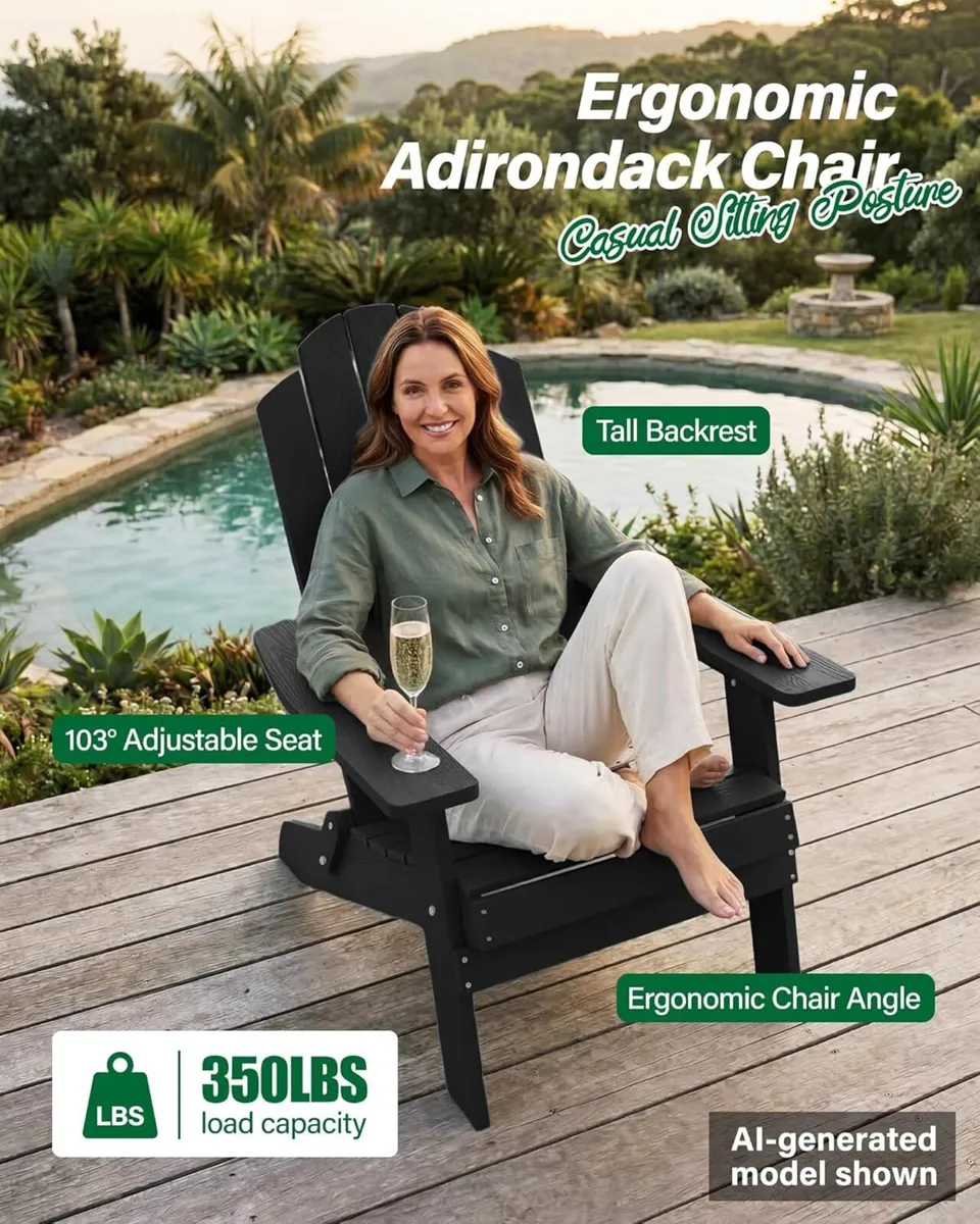Folding Adirondack Chair for Outdoor: Modern - Image 3