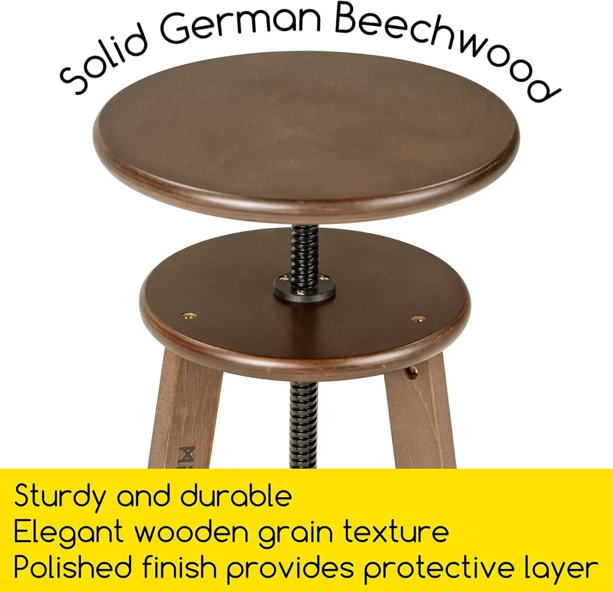 Walnut Drafting Stool with Solid Beech Wood Height - Image 3