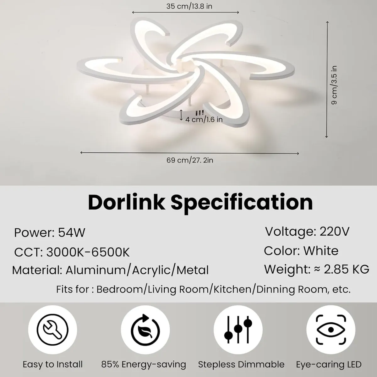 Dorlink LED Ceiling Light Dimmable Modern Lights - Image 3