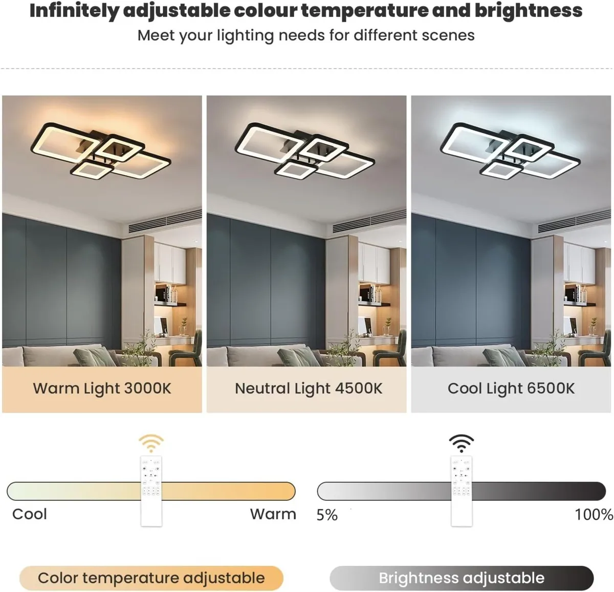 Comely Modern LED Ceiling Light Dimmable 54W Flush - Image 1