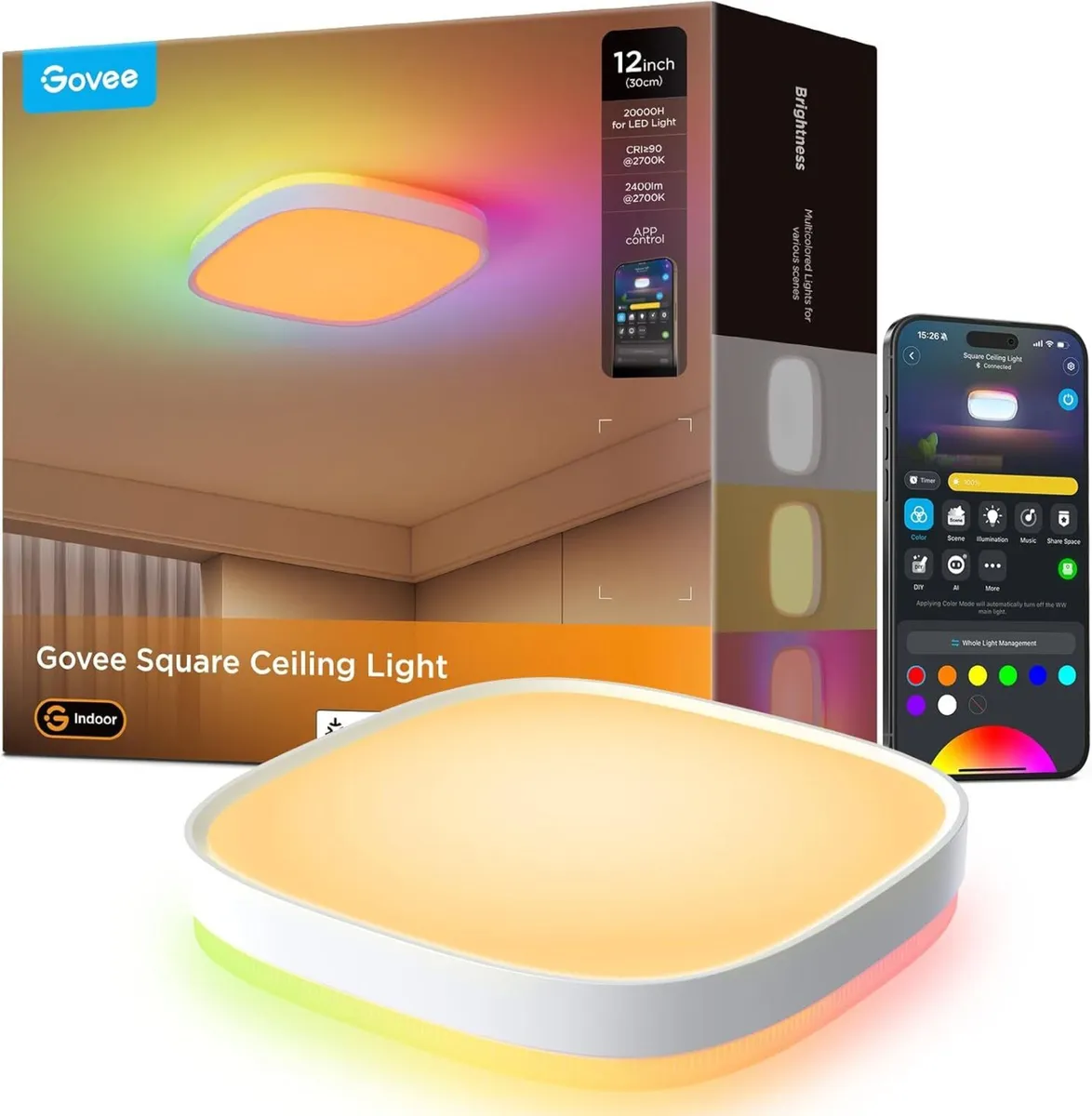Govee LED Ceiling Light Smart Rgbic Lights 2400lm - Image 1