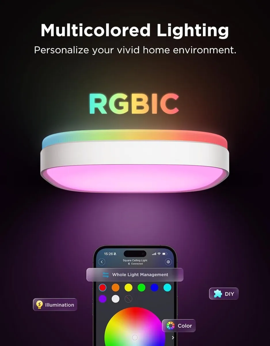 Govee LED Ceiling Light Smart Rgbic Lights 2400lm - Image 2
