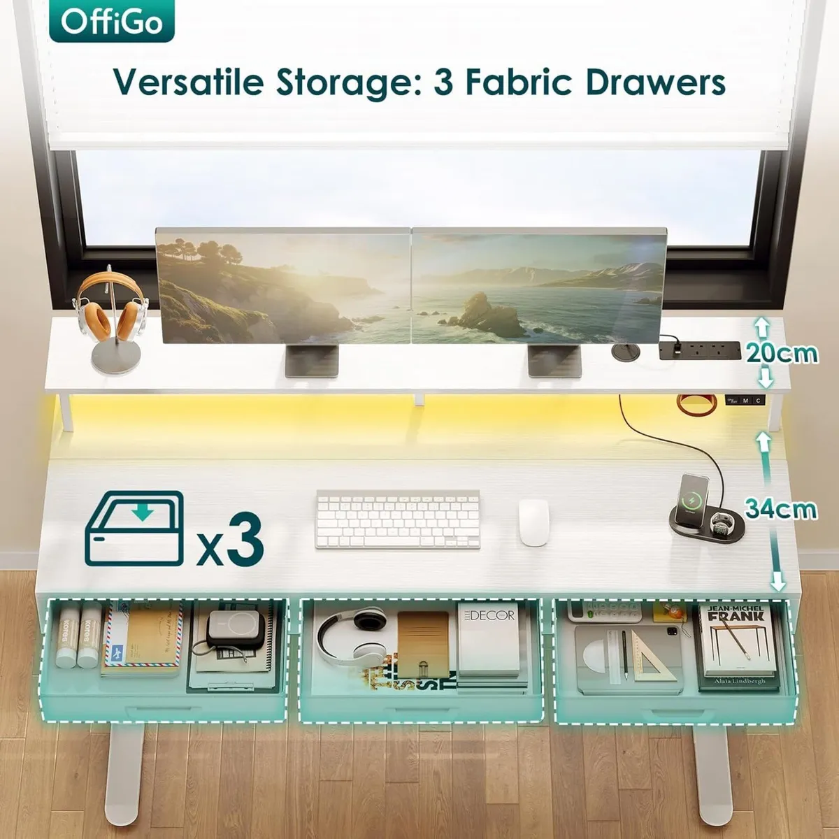 Offigo Electric Standing Desk with Drawers 120CM - Image 4