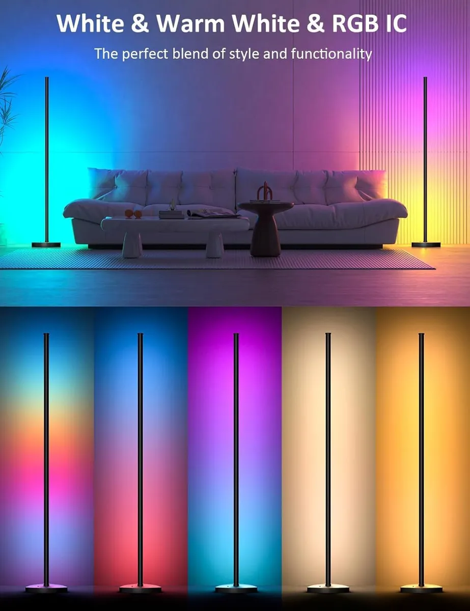 Floor Lamp 57.5" RGB Corner with Music Sync (2 - Image 2