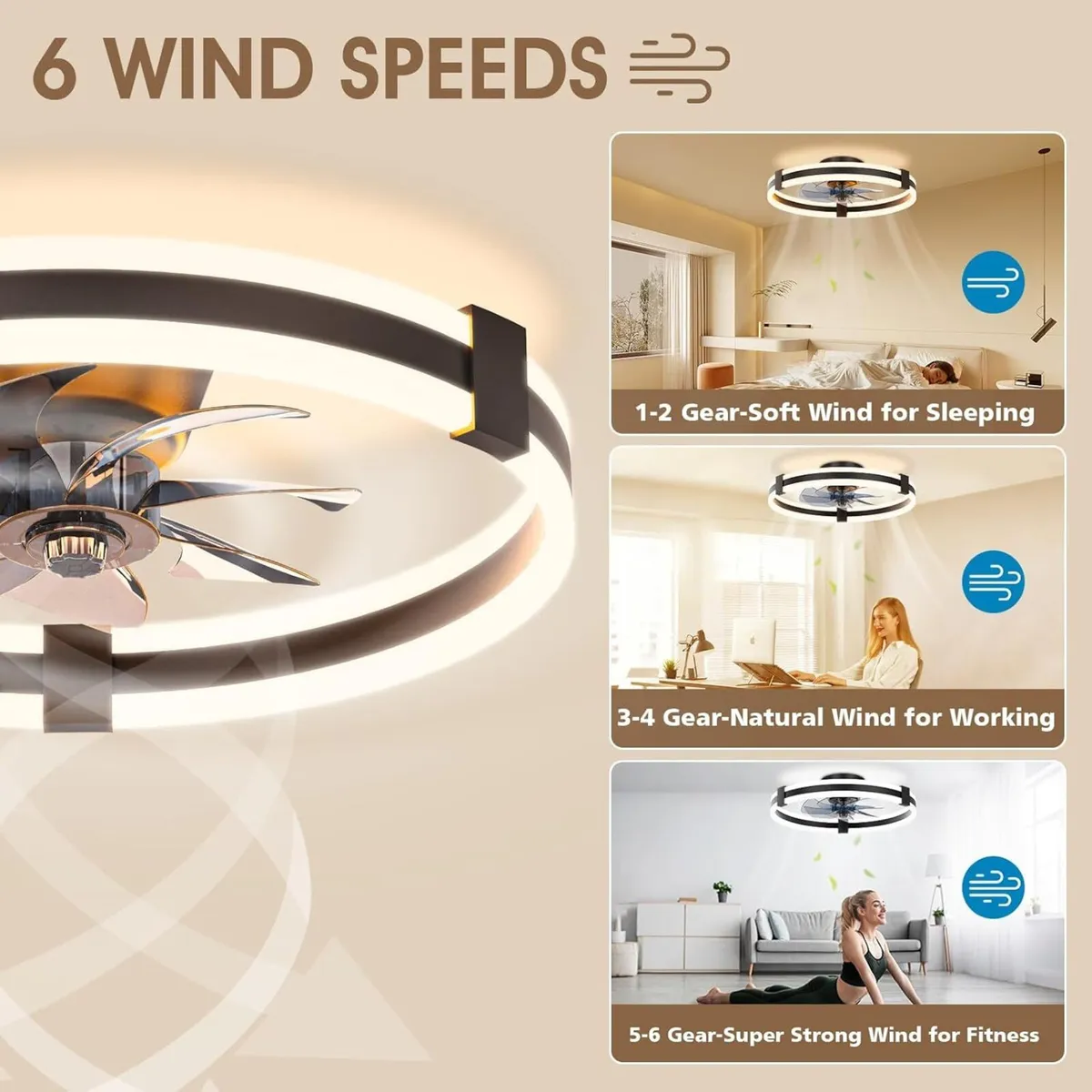 Niorsun 50CM LED Ceiling Fans with Lights Fan - Image 3