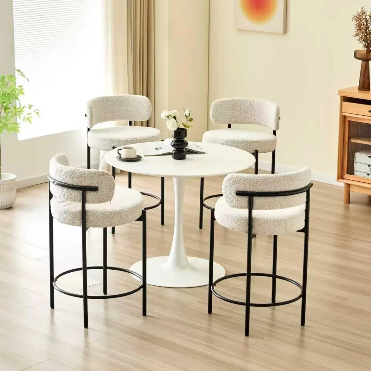 Bar Stool Counter Chair with Backrest Footrest - Image 2