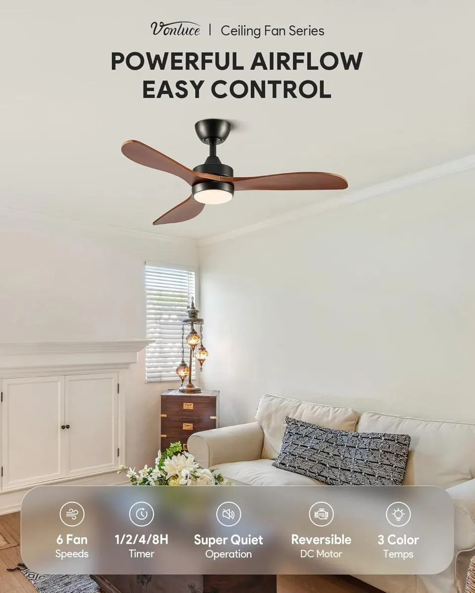 Ceiling Fan with Light Remote Control 36" 42 - Image 3