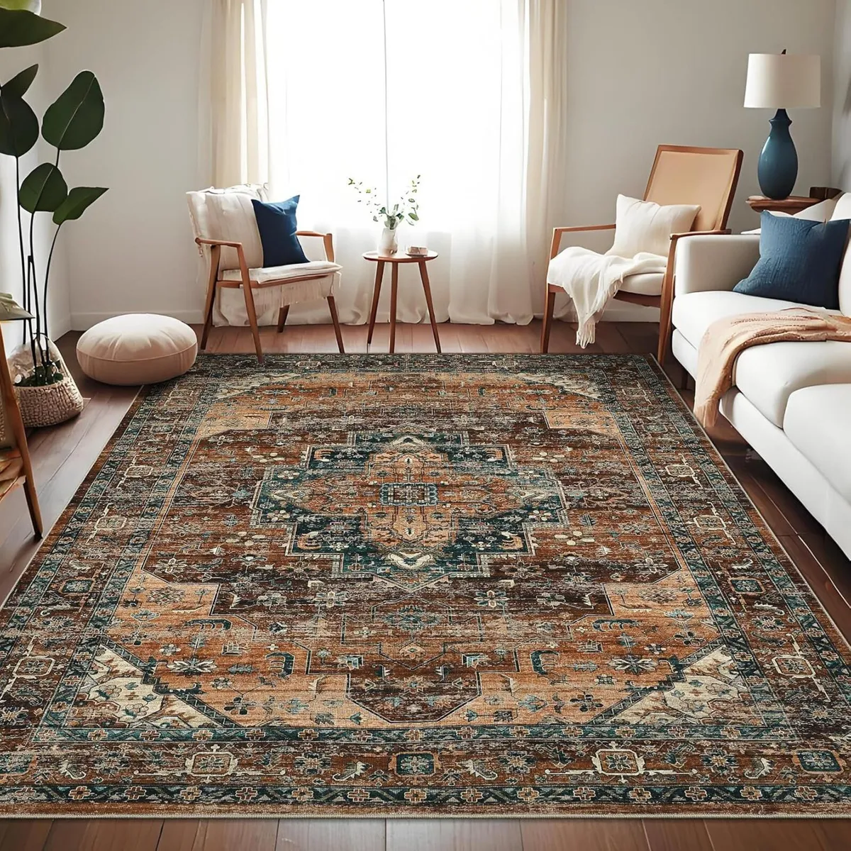 Washable Vintage Living Room Area Rug Machine - Image 4