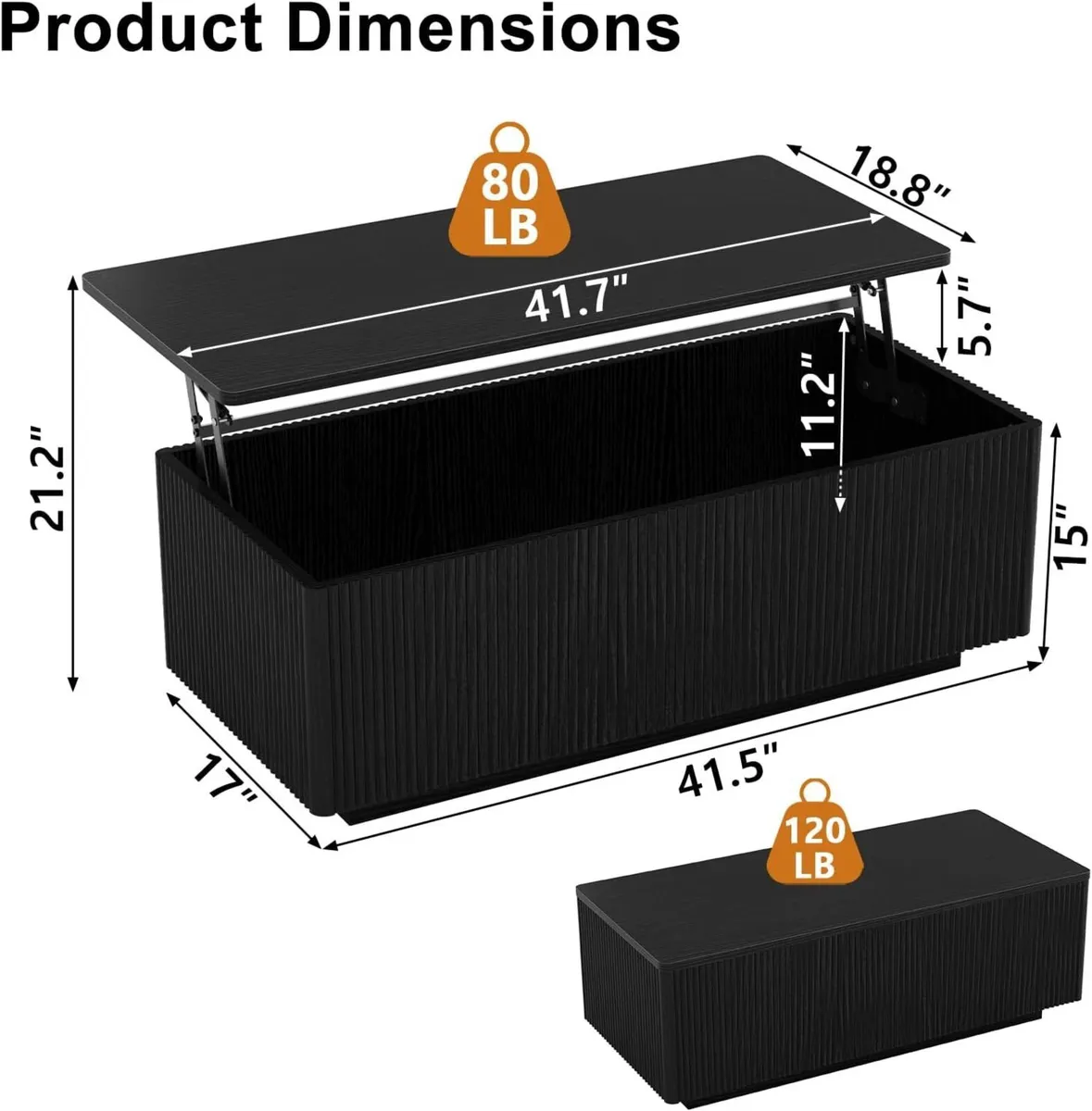 Lift Top Coffee Table with Hidden Storage 41.7 - Image 2