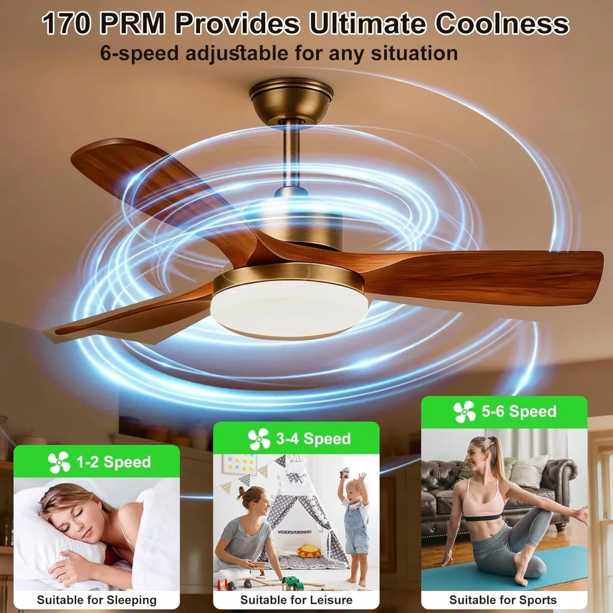 52inch Ceiling Fans with Lights and Remote Smart - Image 3