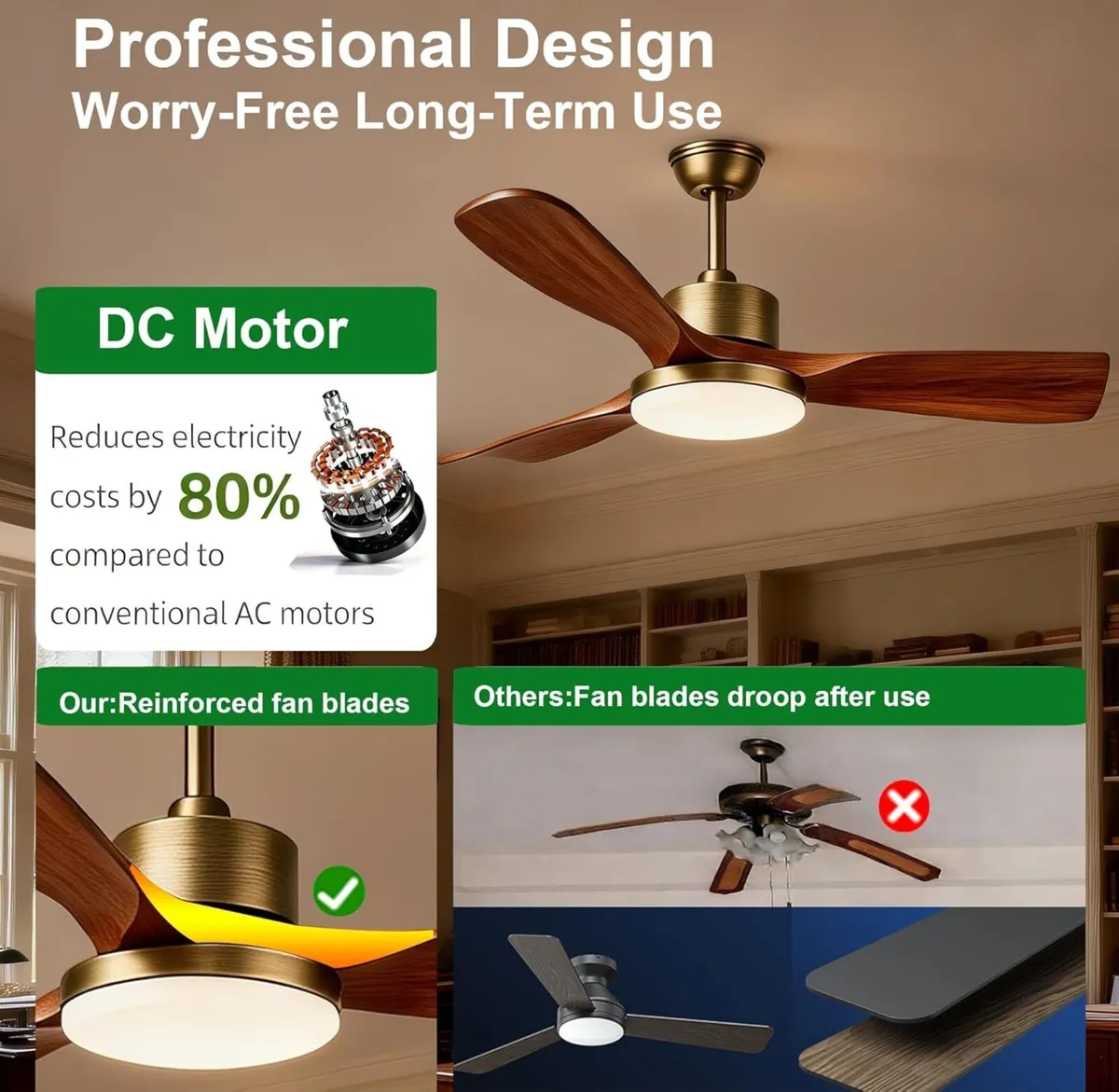 52inch Ceiling Fans with Lights and Remote Smart - Image 4