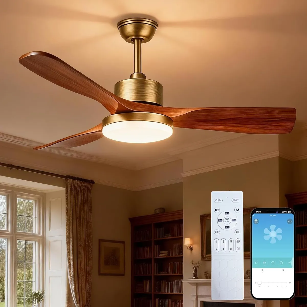 52inch Ceiling Fans with Lights and Remote Smart - Image 1