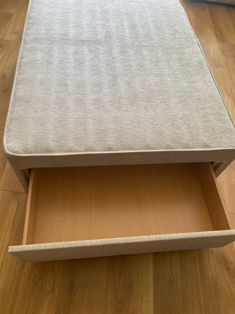 Double Divan Bed Base with storage drawers - Beige - Image 3