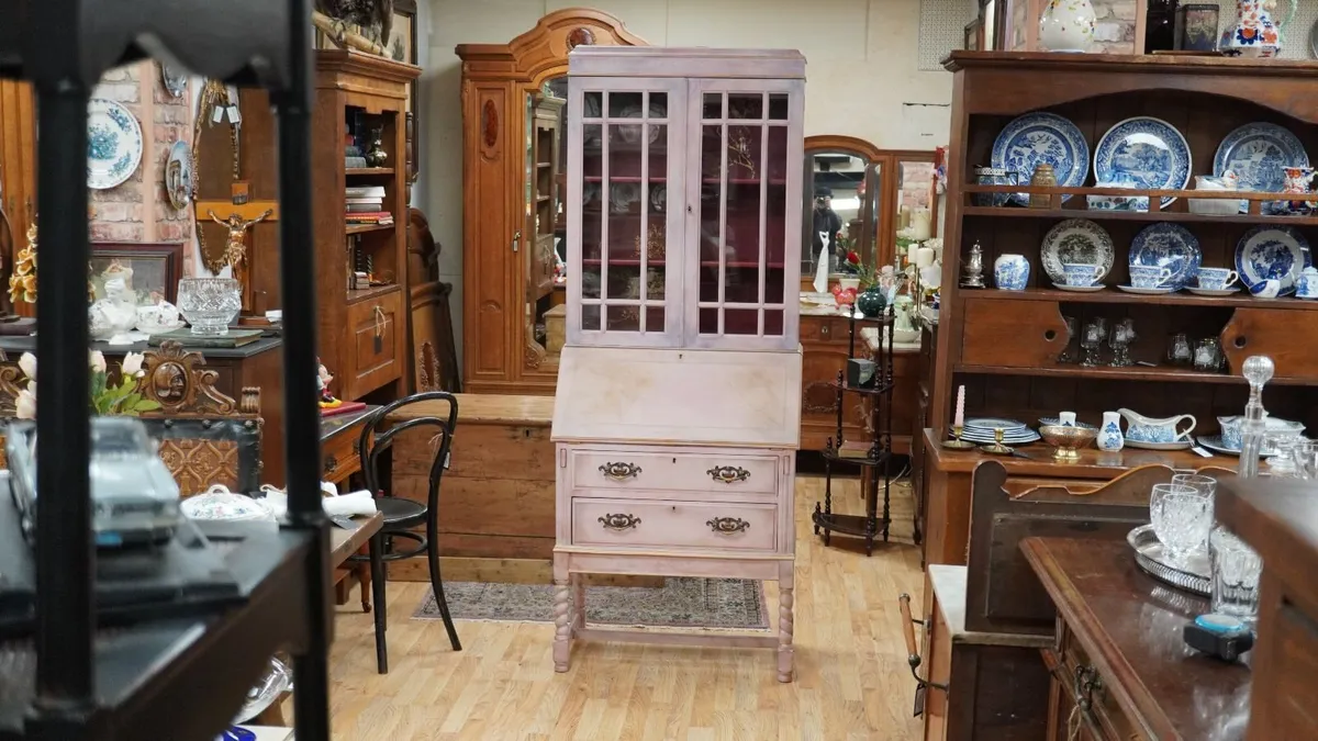 Hand Painted Bureau Bookcase / Display Cabinet - Image 1
