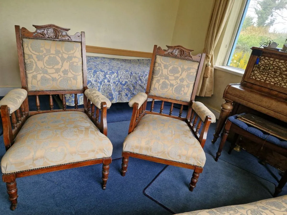 Antique Chaise & Armchairs - Image 1