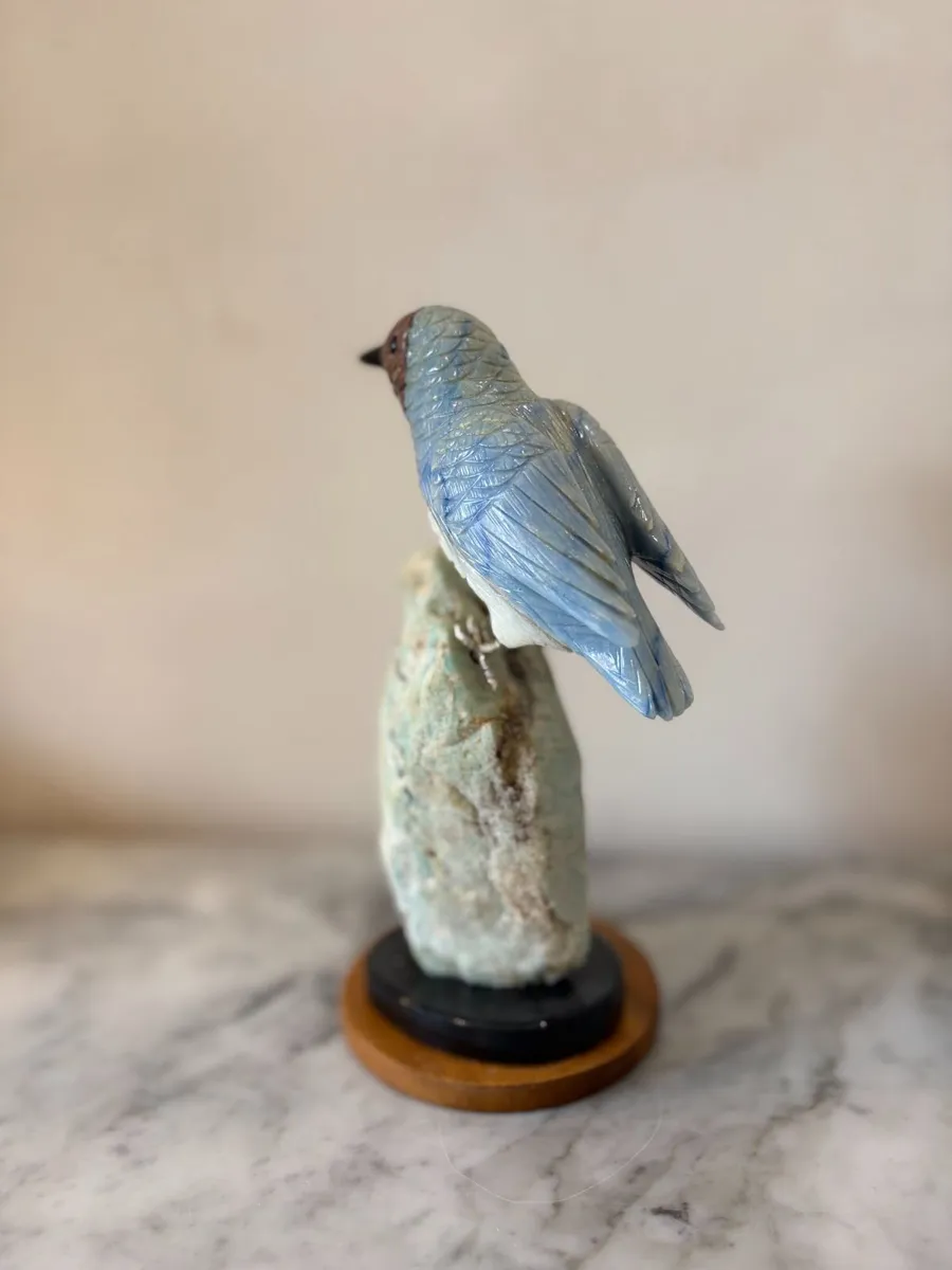 🐦 Hand-Carved Blue Chalcedony Songbird - Image 2