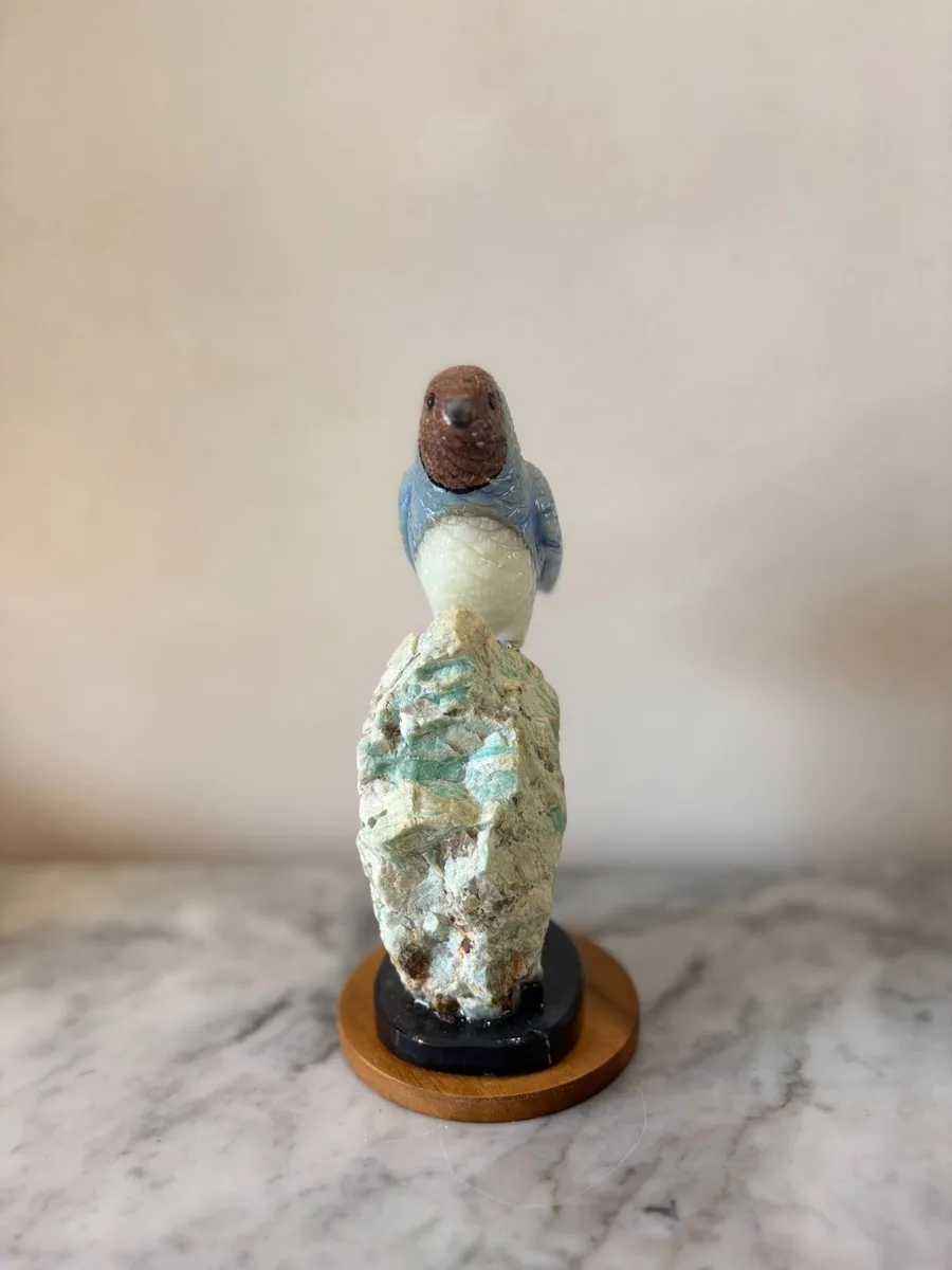 🐦 Hand-Carved Blue Chalcedony Songbird - Image 3