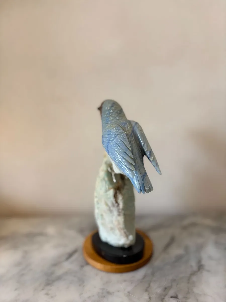 🐦 Hand-Carved Blue Chalcedony Songbird - Image 4
