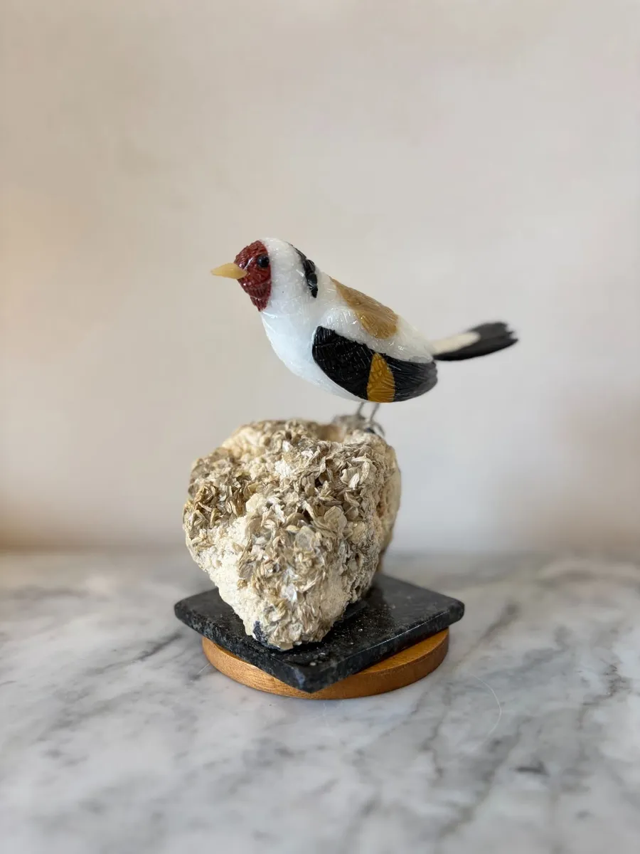 Premium Multi-Stone Gemstone Goldfinch Bird - Image 1
