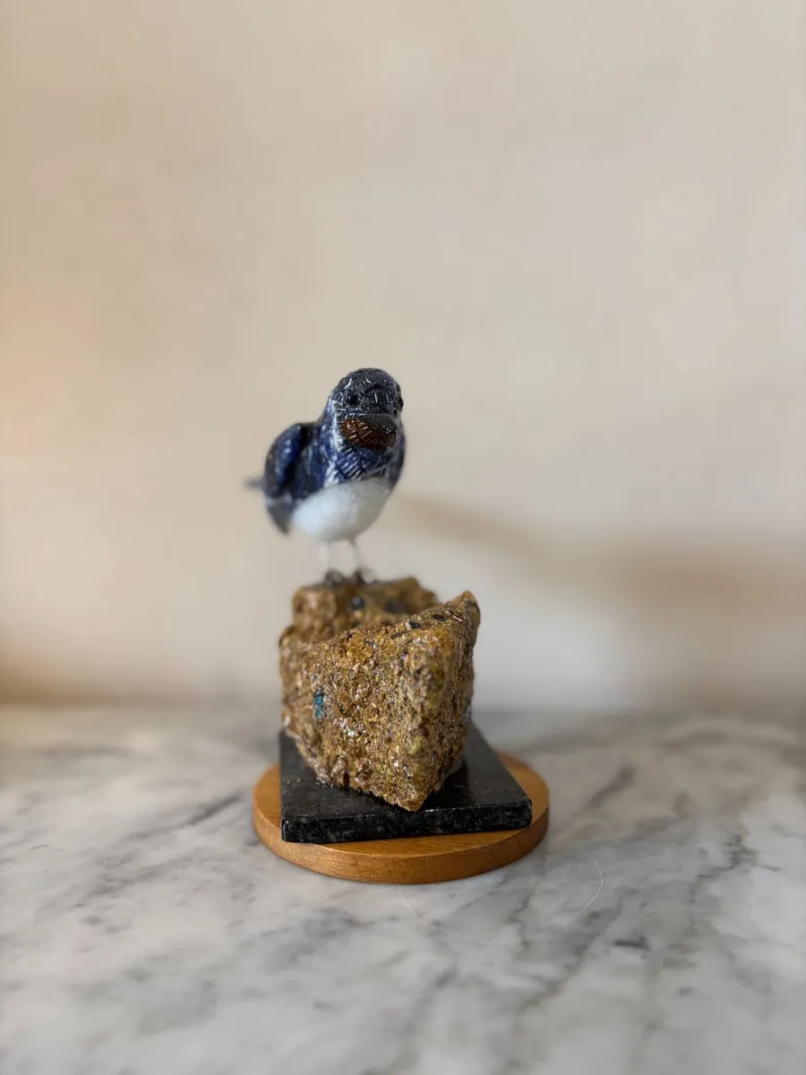 Premium Hand-Carved Sodalite Gemstone Swallow Bird - Image 4