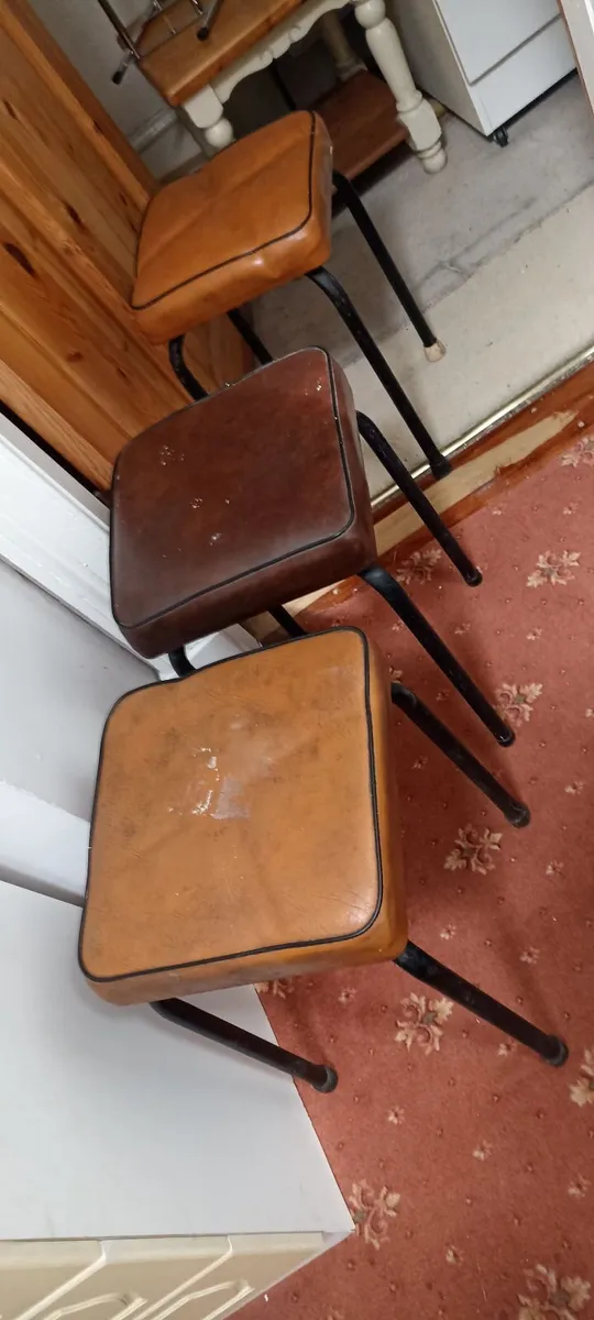 Old Tubular Steel Low Pub Stools - Image 1
