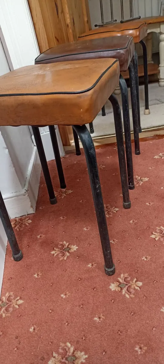 Old Tubular Steel Low Pub Stools - Image 2