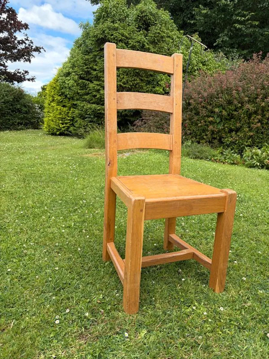 5 Large Light Oak Dining Chairs - Image 1