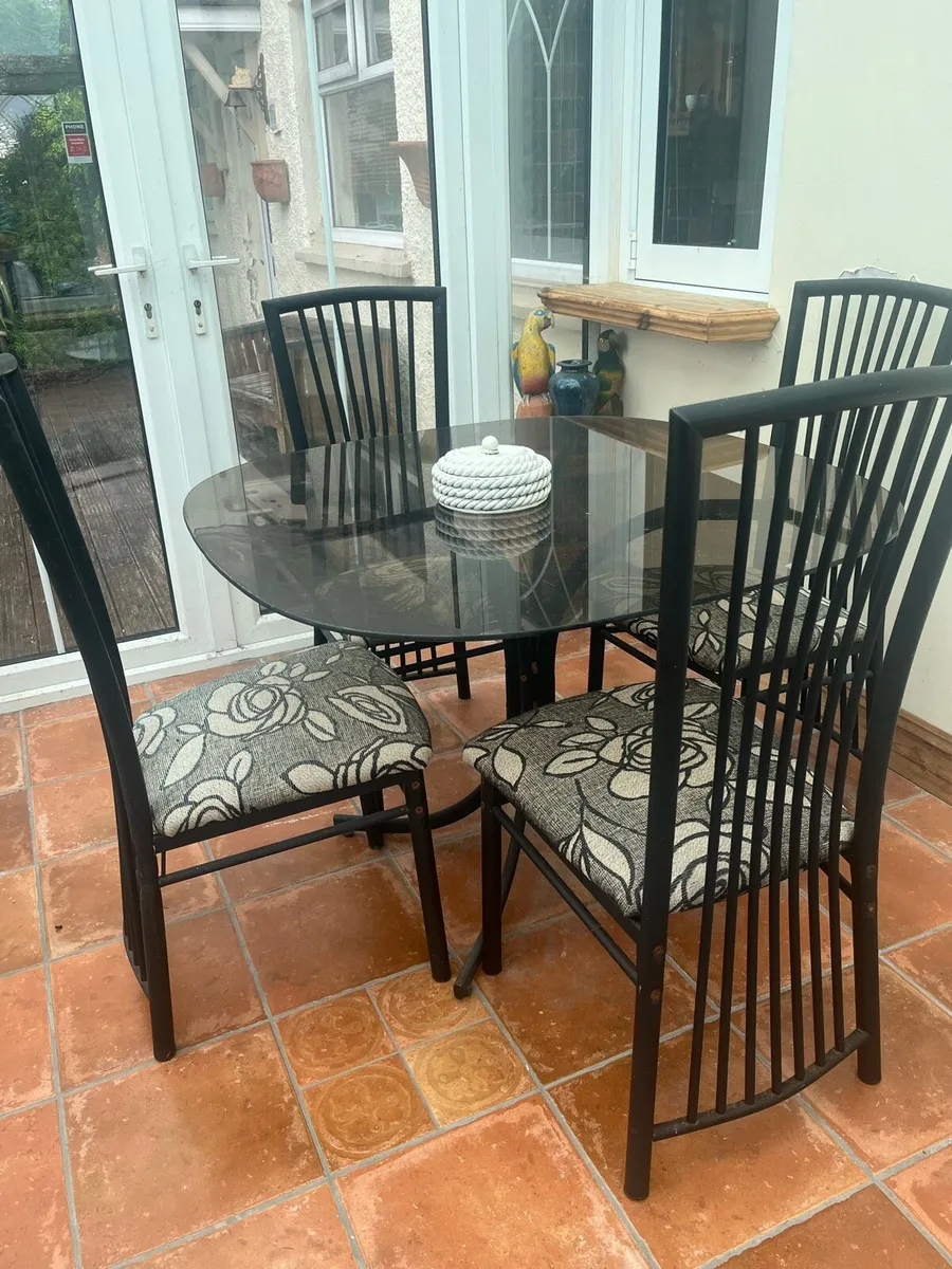 Glass Table + 4 Matching Chairs - Image 1