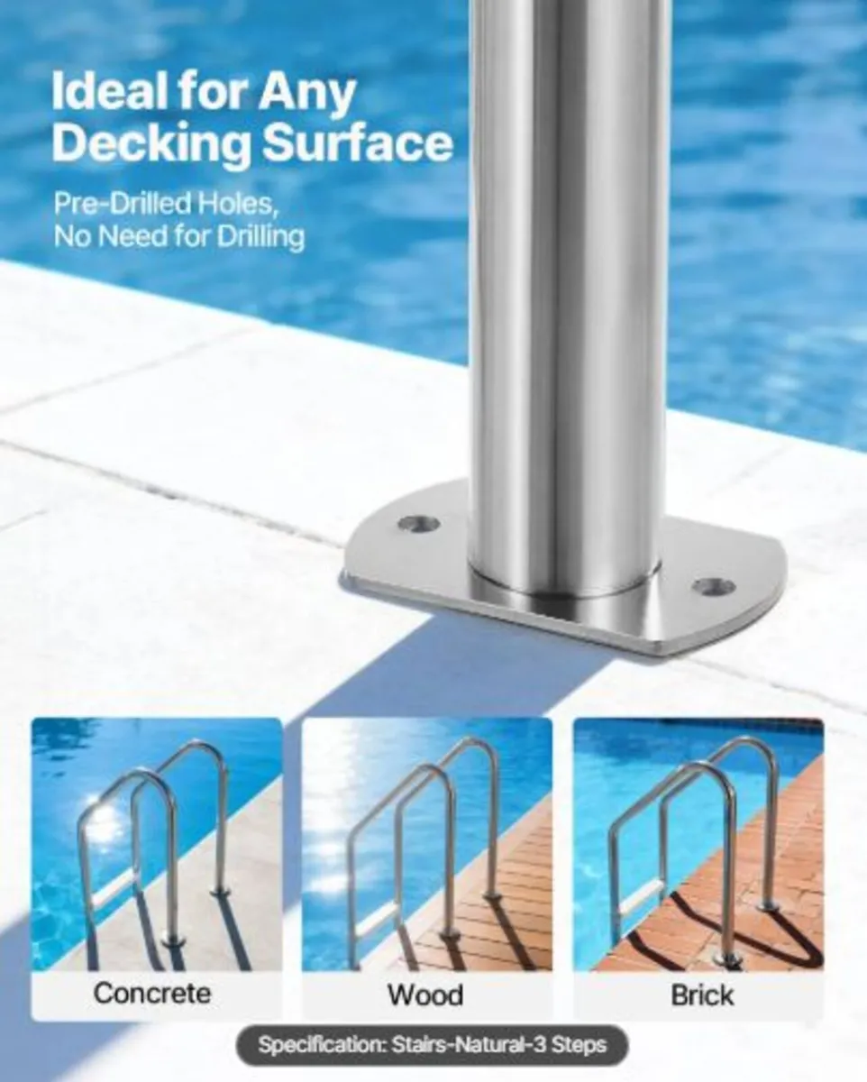 Swimming Pool Ladder, 3-Step Stairs with Double - Image 3