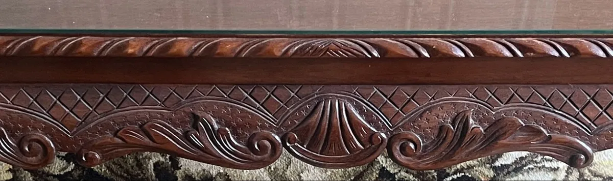 Victorian‑style Carved Mahogany Coffee Table - Image 3