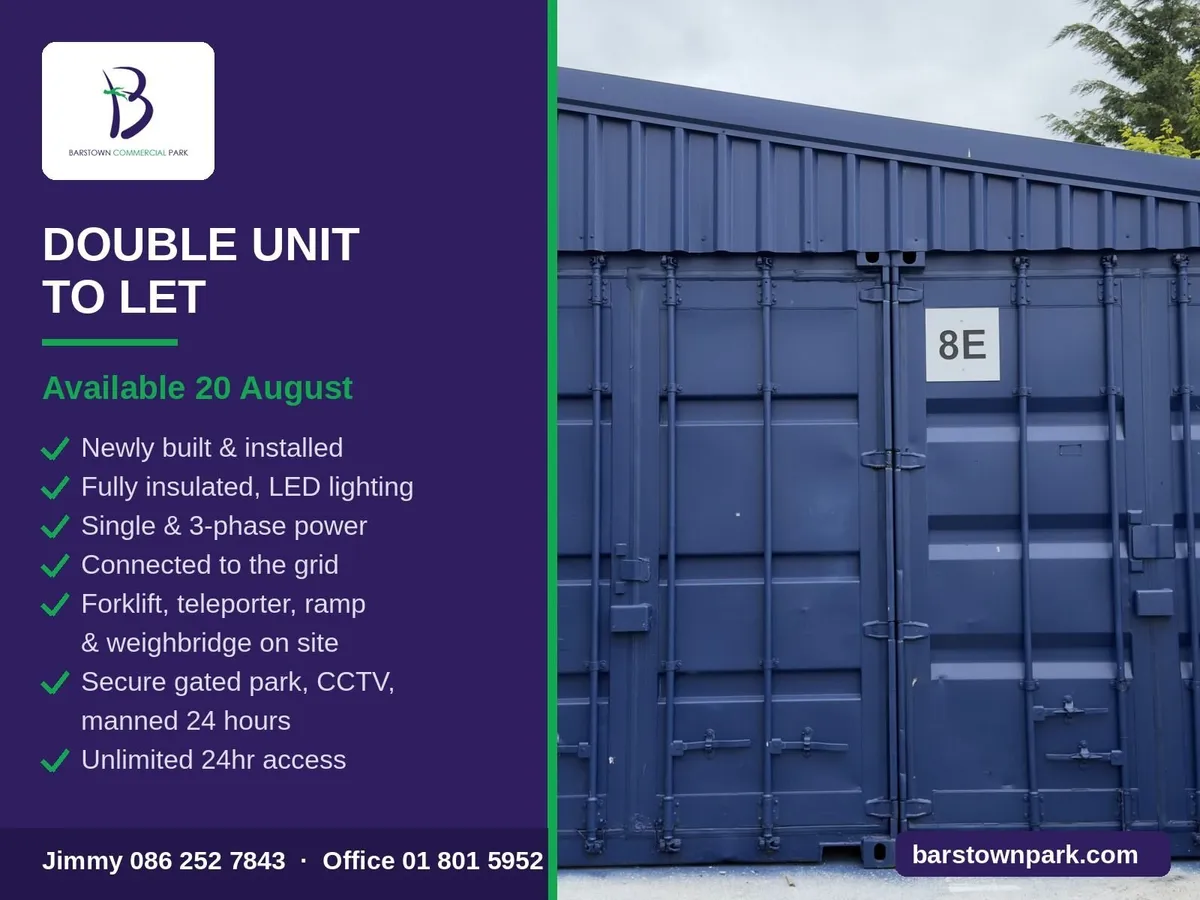 Newly Built Double Unit To Let - 800sqft - Image 2