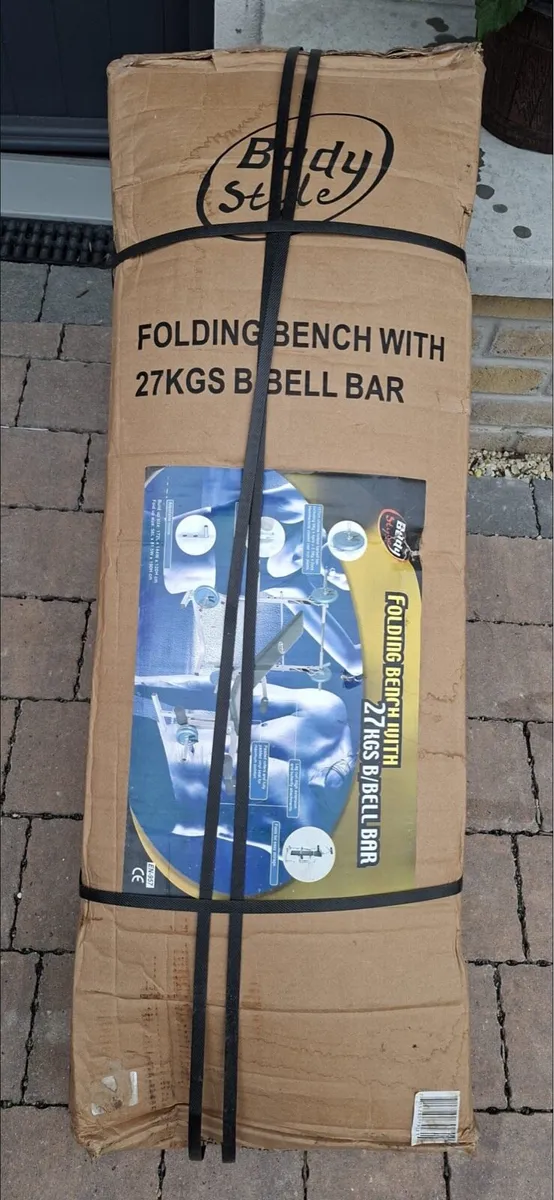 FOLDING BENCH WITH 27KGS B BELL BAR - Image 2