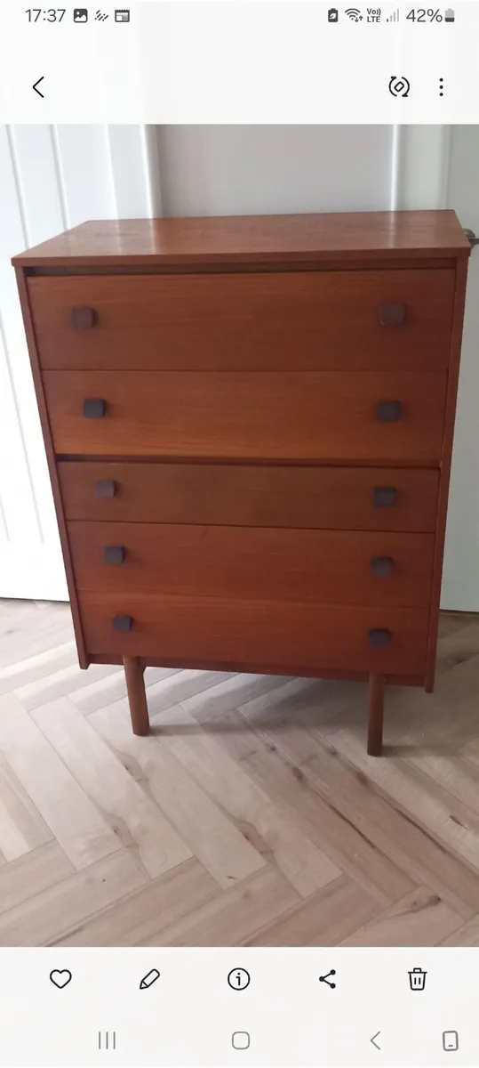 1960s mid century teak 5 drawer chest/tallboy. - Image 4