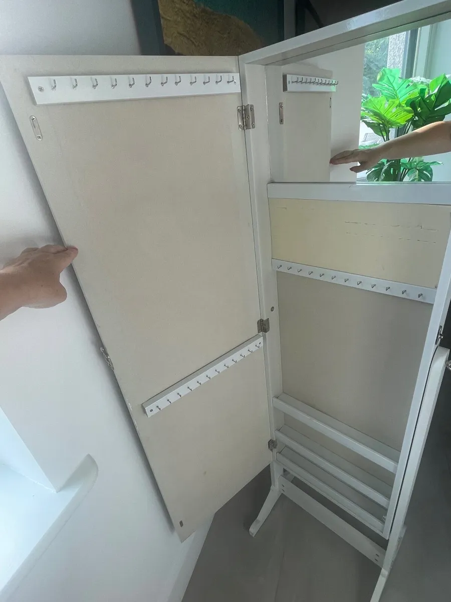 freestanding white  cabinet with a mirror - Image 2