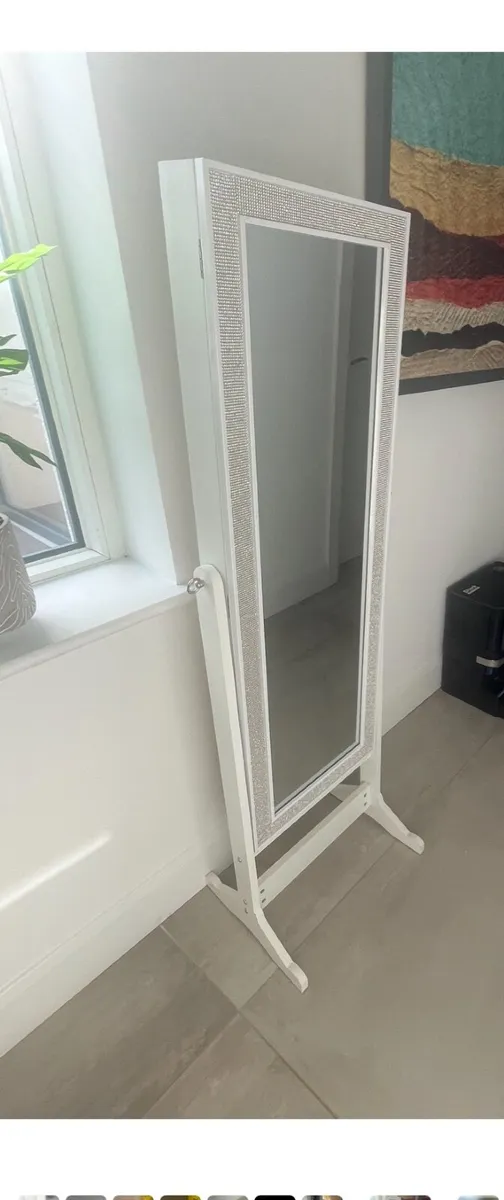 freestanding white  cabinet with a mirror - Image 1