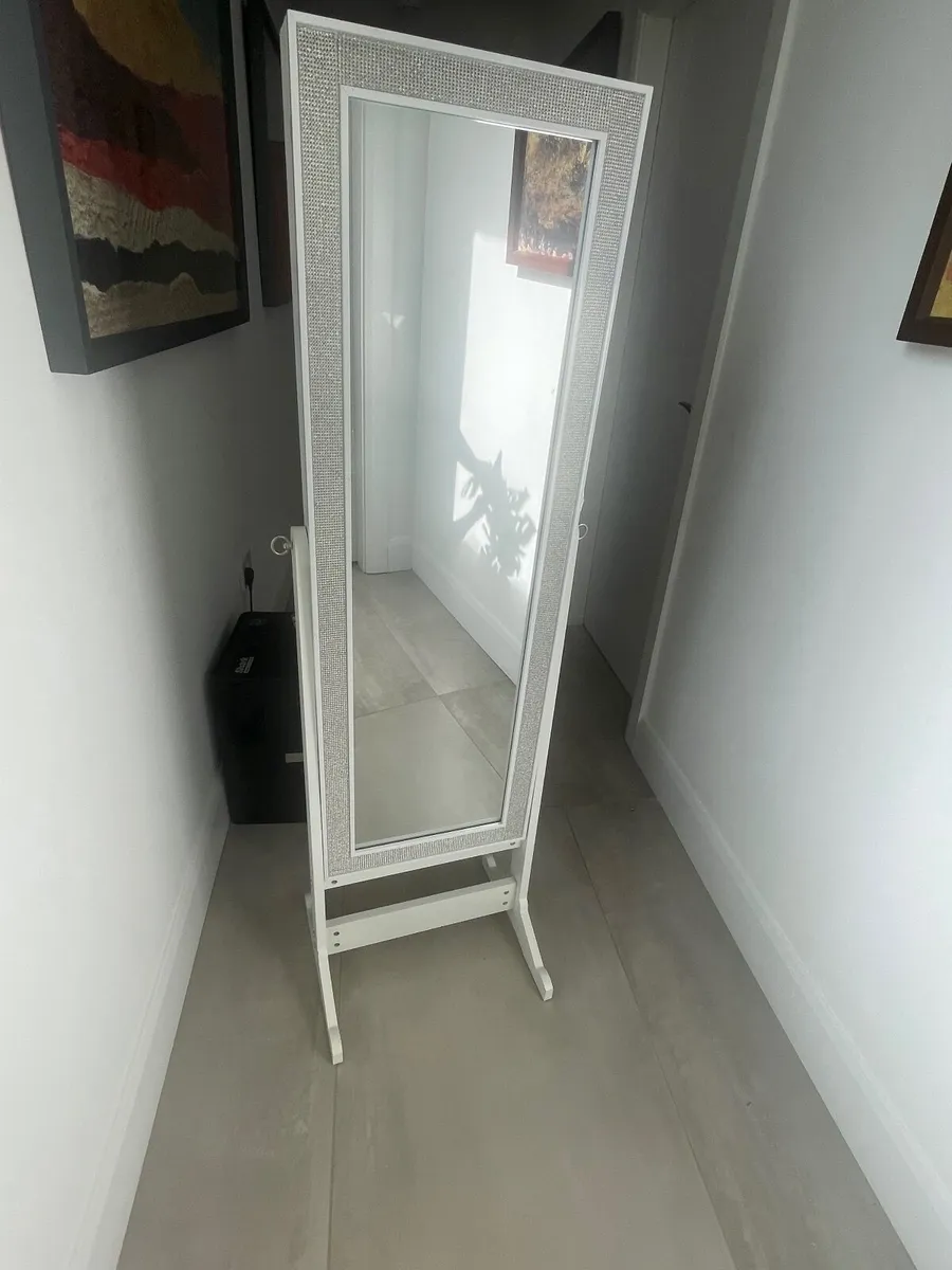 freestanding white  cabinet with a mirror - Image 3