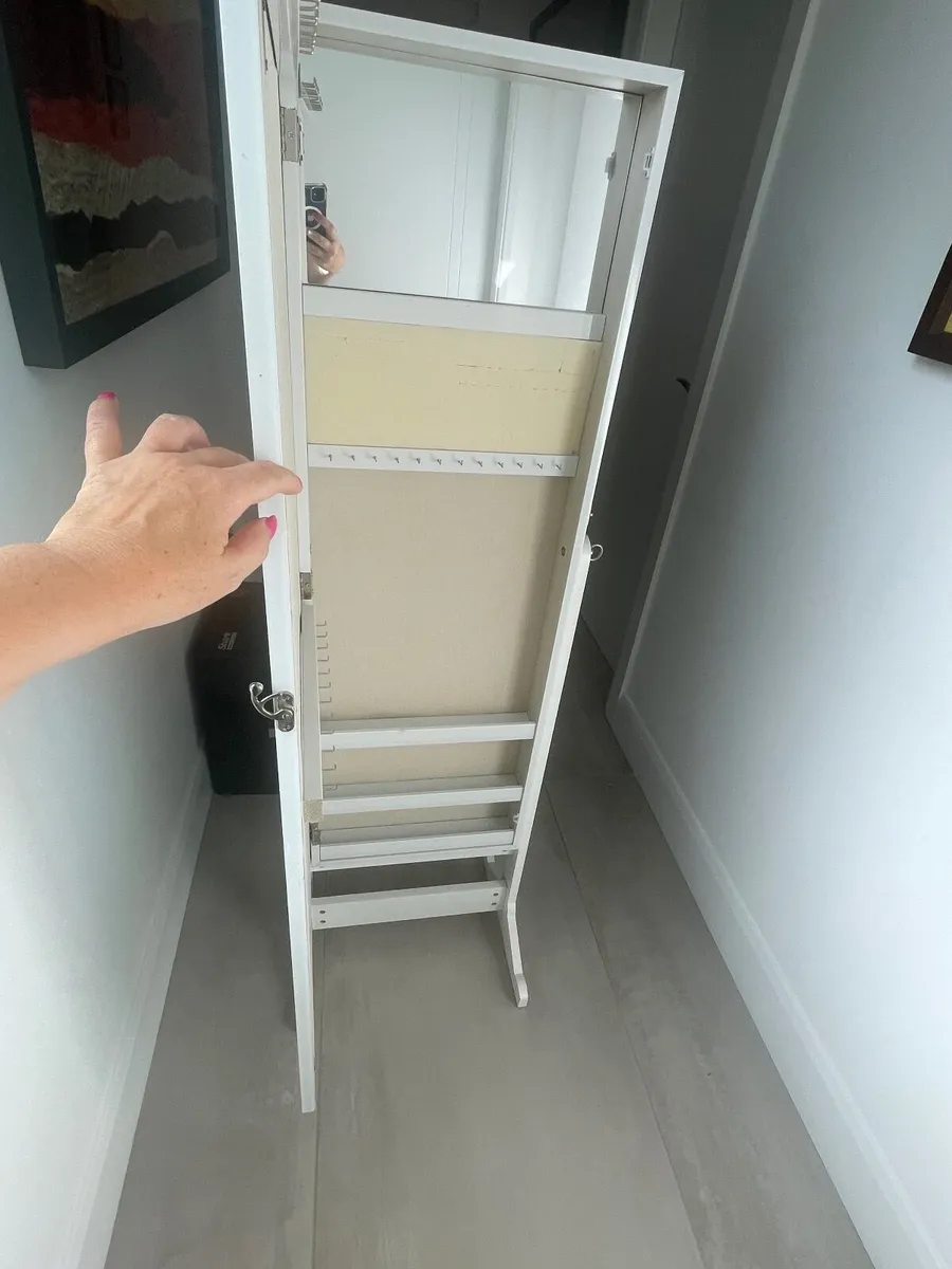 freestanding white  cabinet with a mirror - Image 4