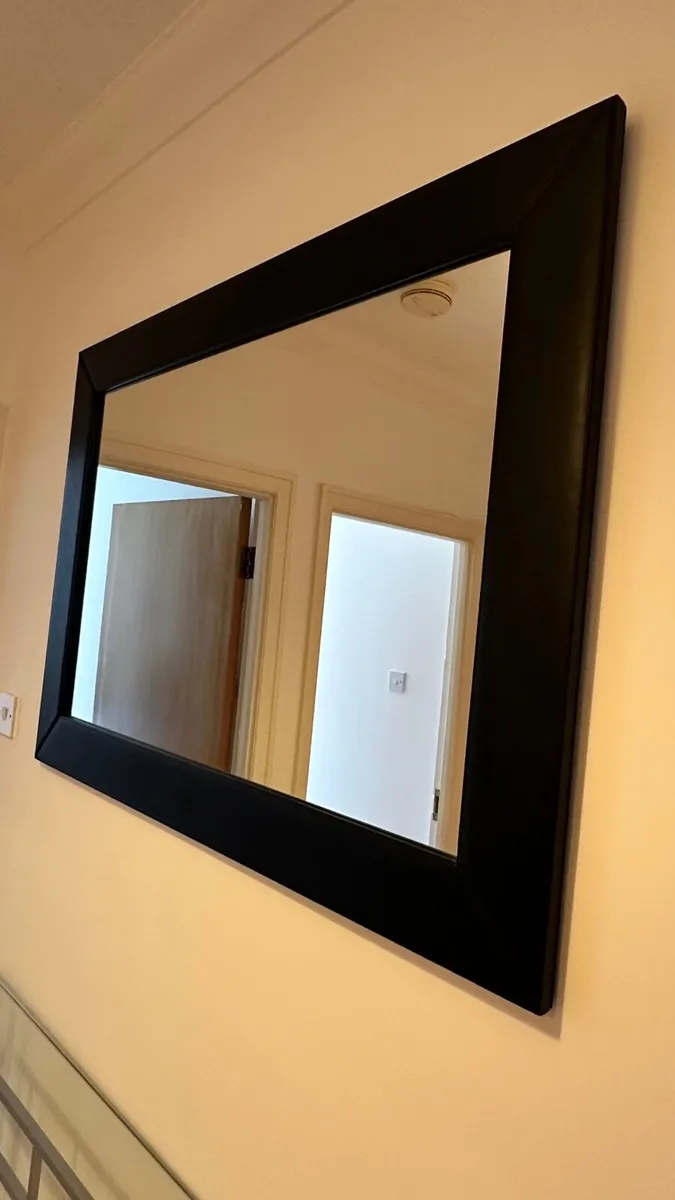 Large Black Framed Wall Mirror – Excellent - Image 1