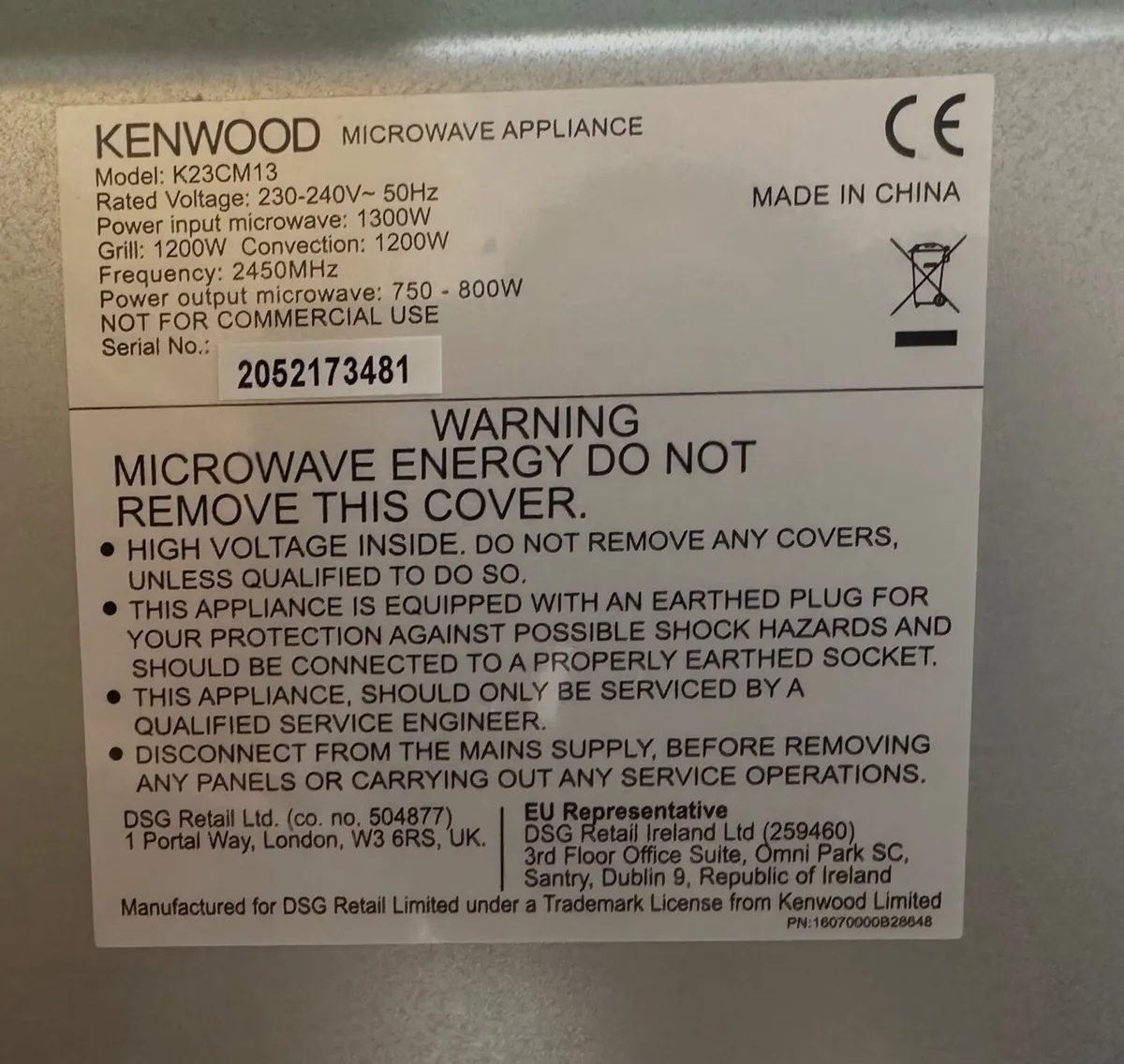 Kenwood K23CM13 Combination Microwave - Image 4