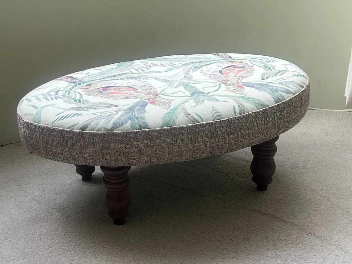 Oval Upholstered Ottoman / Footstool - Image 1