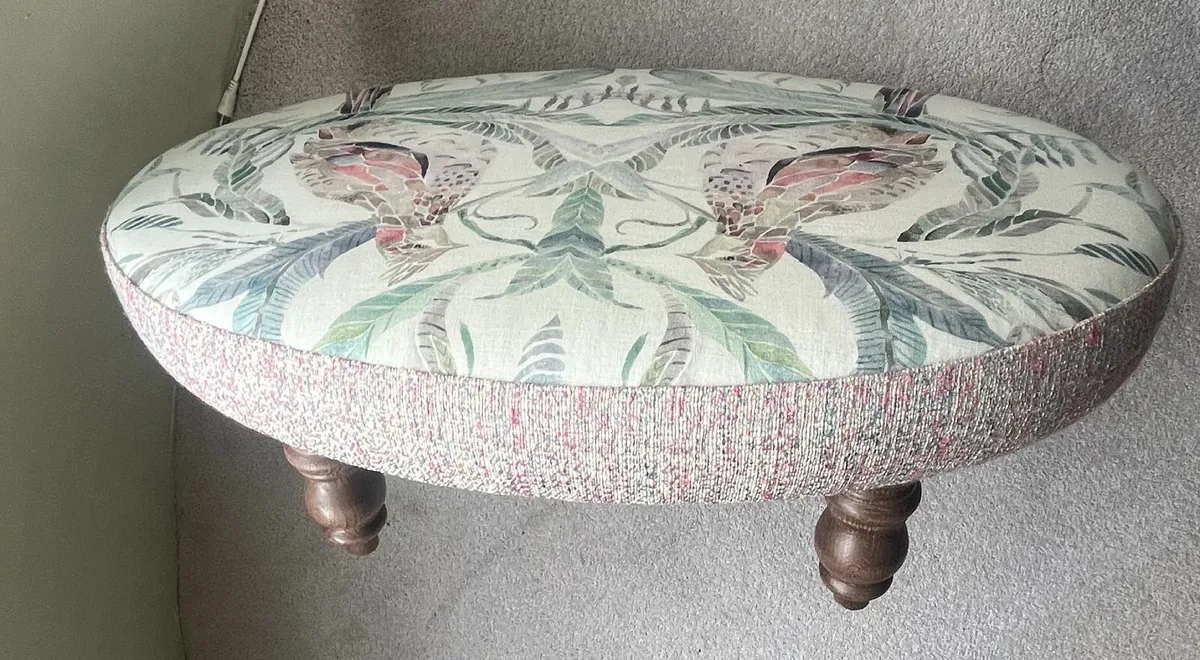 Oval Upholstered Ottoman / Footstool - Image 3